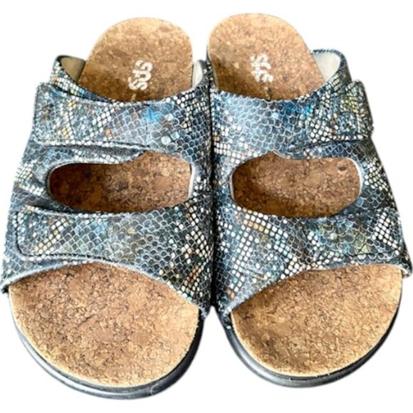 SAS Cozy Comfort Slide Sandal Made in the USA -- Multisnake Navy -- 8 WIDE - Picture 3 of 12